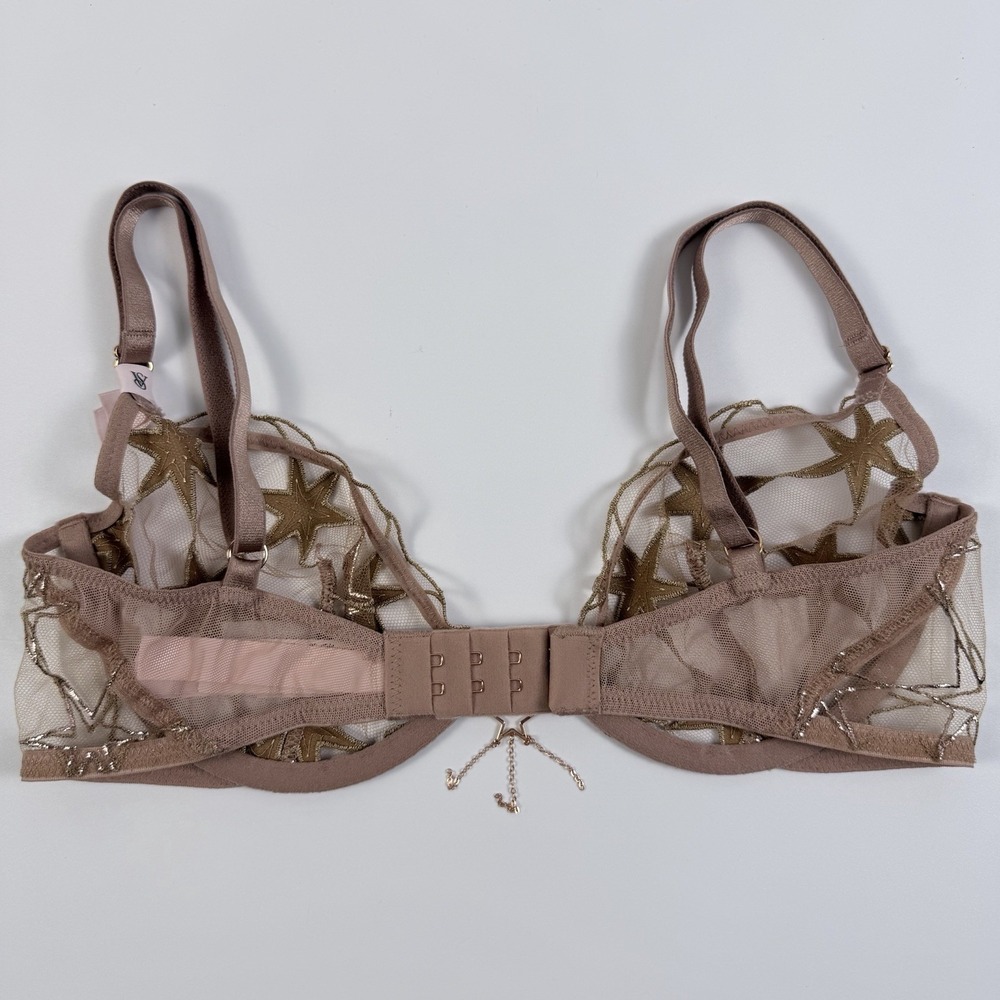Victoria's Secret Very Sexy Rose Gold Stardust Embroidered Demi Bra 34C NWT - Picture 3 of 5